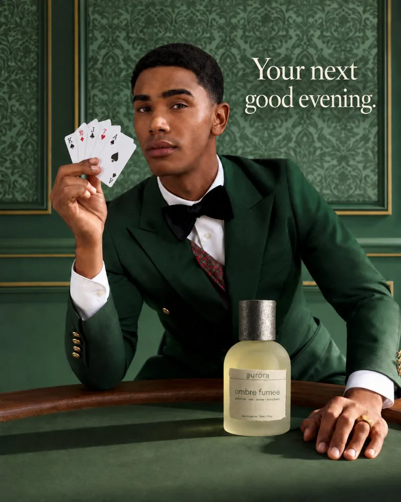 Aurora Fragrance static ad: “Your next good evening.”