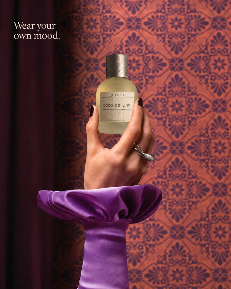 Aurora Fragrance static ad: “Wear your own mood.”