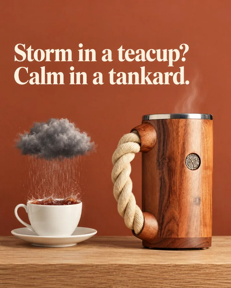 CHUUG static ad: “Storm in a teacup? Calm in a tankard.”
