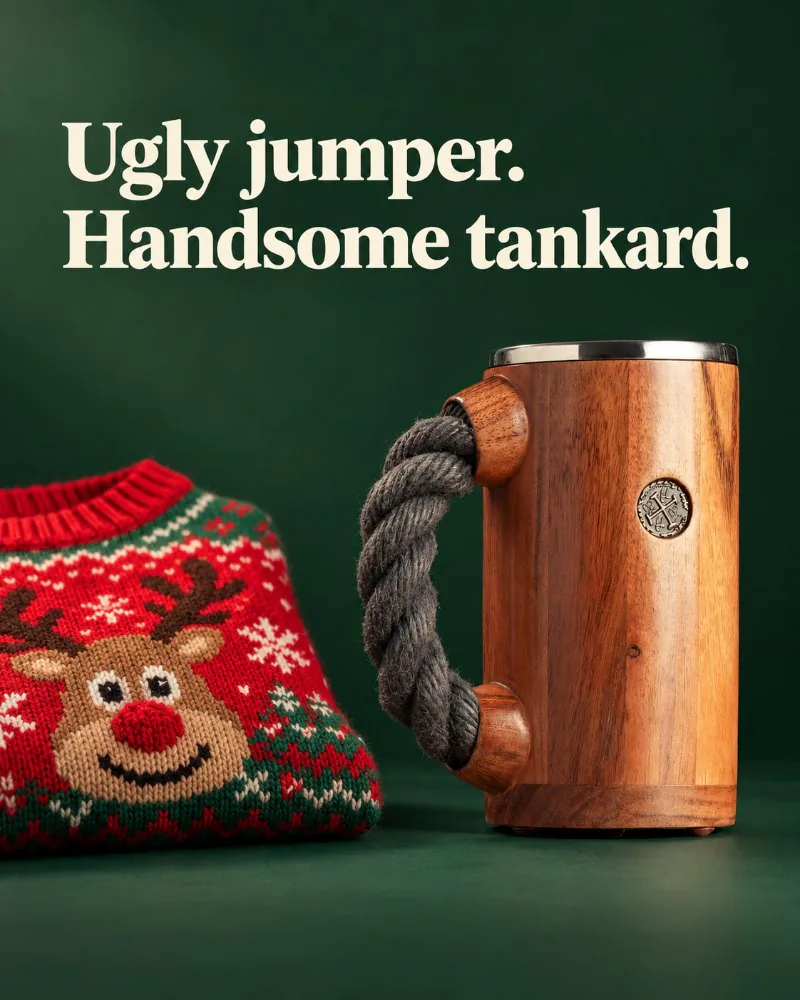 CHUUG static ad: “Ugly jumper. Handsome tankard.”