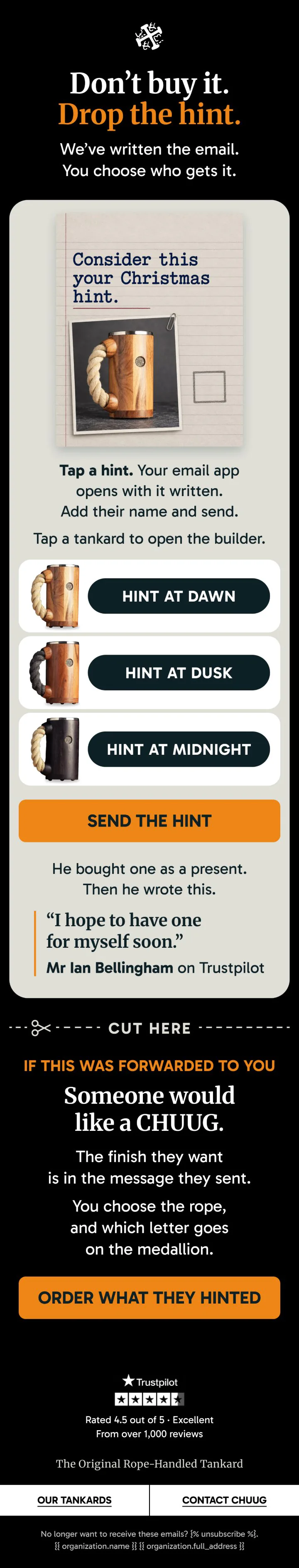 November campaign: Cut Here Hint