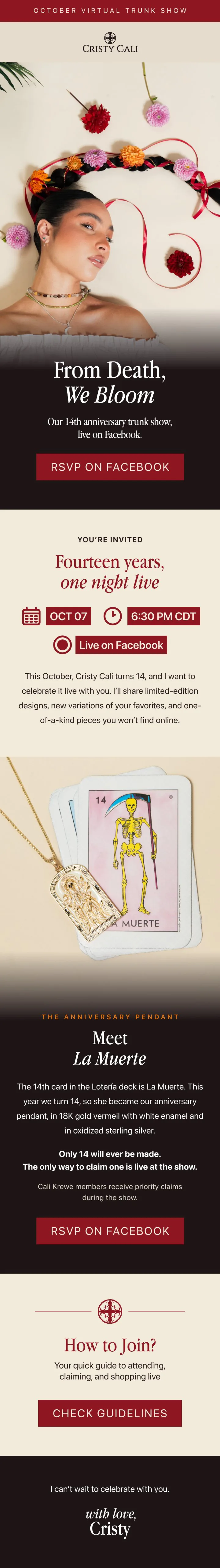 October VTS · Announcement: From death we bloom